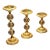 Set of 3 Crystal & Gilded Brass Candlestick Holders – French Style Decorative Candleholders For Sale