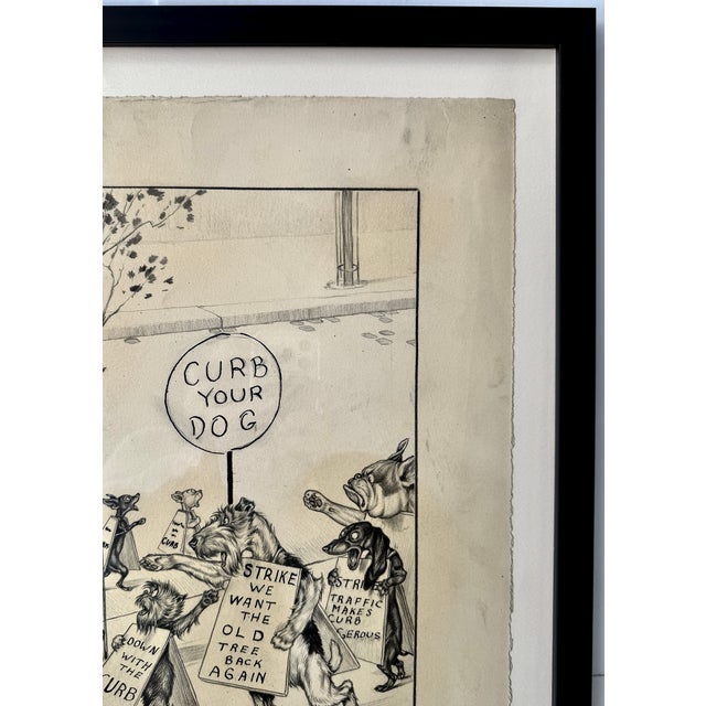 Original Vincenzo Zito Humorous Dog Protest Illustration, Graphite Drawing, 1950s For Sale - Image 16 of 18