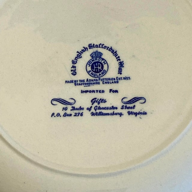 Staffordshire 1950s Adams Potteries Staffordshire Williamsburg Plate For Sale - Image 4 of 9