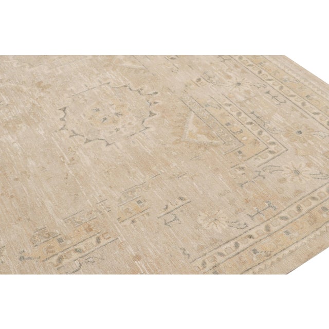Rug & Kilim’s Oushak Style Rug in Beige-Brown With Floral Patterns For Sale In New York - Image 6 of 7