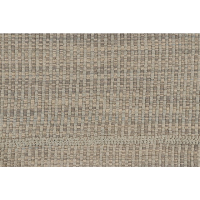 Rug & Kilim’s Contemporary Kilim, Beige with Gray Textural Stripes For Sale In New York - Image 6 of 10