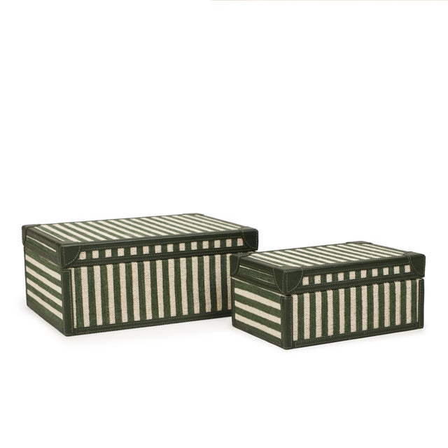 Textile Kora Green Cotton Jute Jewelry Box Set For Sale - Image 7 of 8