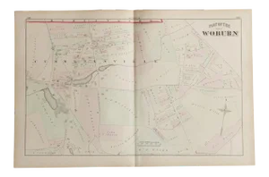 Antique Woburn Massachusetts Atlas Map Plate N