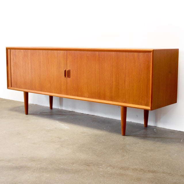 Wood Faarup Møbelfabrik Model #49 Danish Teak Sideboard With Tambour Doors Designed by Svend Aage Larsen For Sale - Image 7 of 14