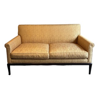Late 20th Century A. Rudin Custom Upholstered Designer Loveseat With Goose Down Cushions For Sale