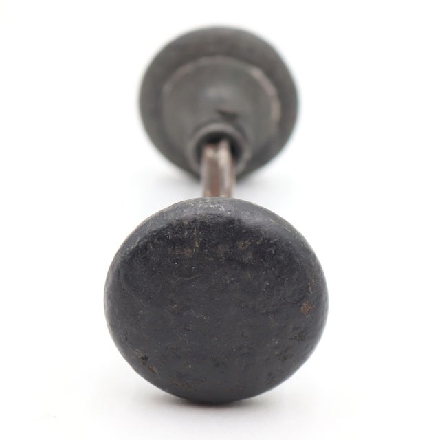 Metal Antique Arts & Crafts Hammered Cast Iron Passage Door Knob Set For Sale - Image 7 of 10