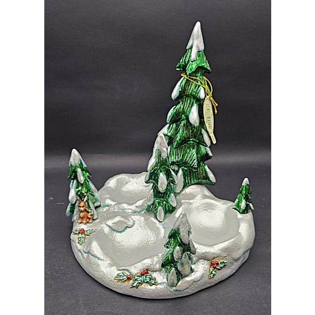 1990s Waterford Christmas Tree Snowy Village Forest Display Winter Scene for Ornaments Table Centerpiece For Sale In Monterey, CA - Image 6 of 13