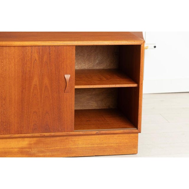 Mid-Century Modern Danish Teak Low Sideboard with Sliding Doors from Clausen & Son, 1970s For Sale - Image 4 of 11