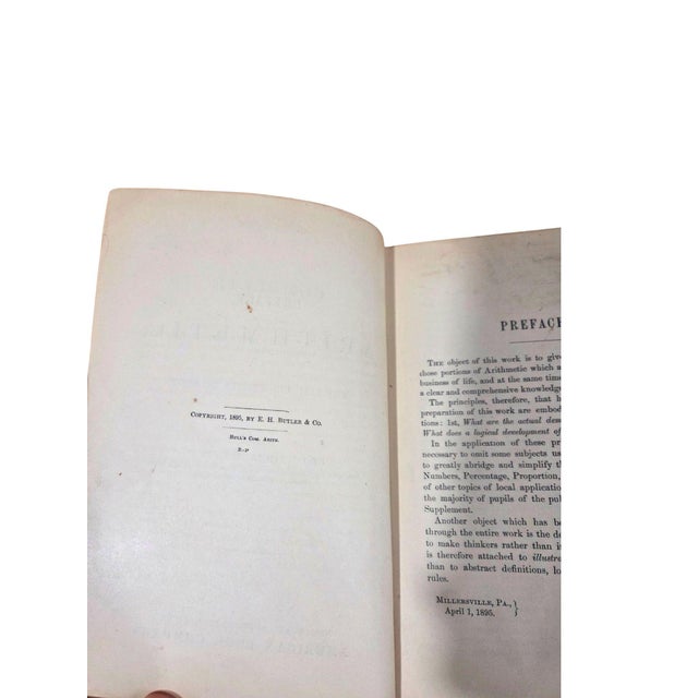 Antique 1895 Complete Arithmetic by Geo. W. Hull, Ph.D. • American Book Company • Rare School Textbook With Preserved Botanicals For Sale In Phoenix - Image 6 of 11
