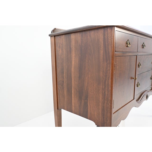 Baker Furniture Queen Anne Revival Walnut Sideboard, Circa 1920s | Newly Refinished For Sale - Image 14 of 18