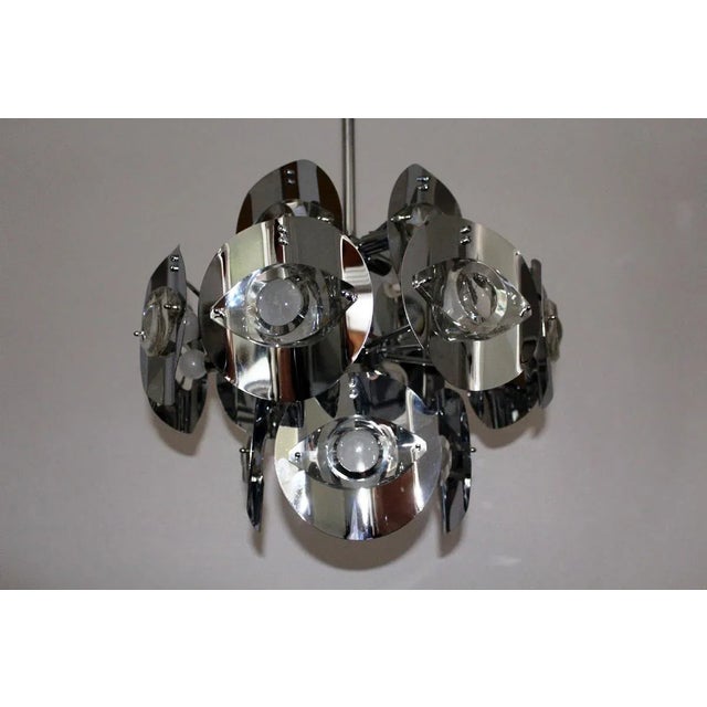 Chromed Brass Chandelier by Gaetano Sciolari, 1960 For Sale - Image 3 of 7