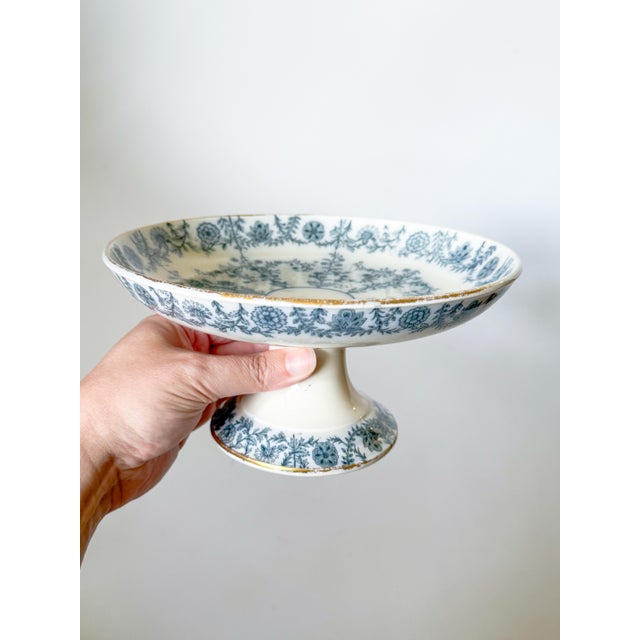 Antique Spode Copeland Blue and White Transferware Compote, Gray Delhi Pattern, Circa 1879 For Sale - Image 13 of 13