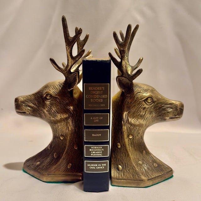 Virginia Metal Crafters Mid-Century Brass Stag Head Bookends - Set of 2 For Sale - Image 4 of 11