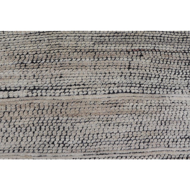 Textile Oversized Afghan Minimalist Modern Casual With Black Background and Ivory Pile 14'1 X 17'2 For Sale - Image 7 of 12