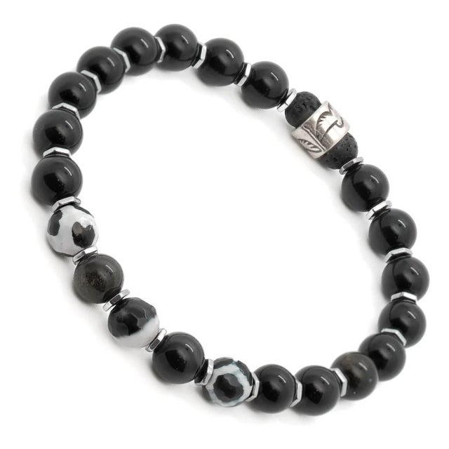 The Night Eagle Onyx Stone Beaded Bracelet combines the allure of black Onyx beads, the captivating contrast of handmade...