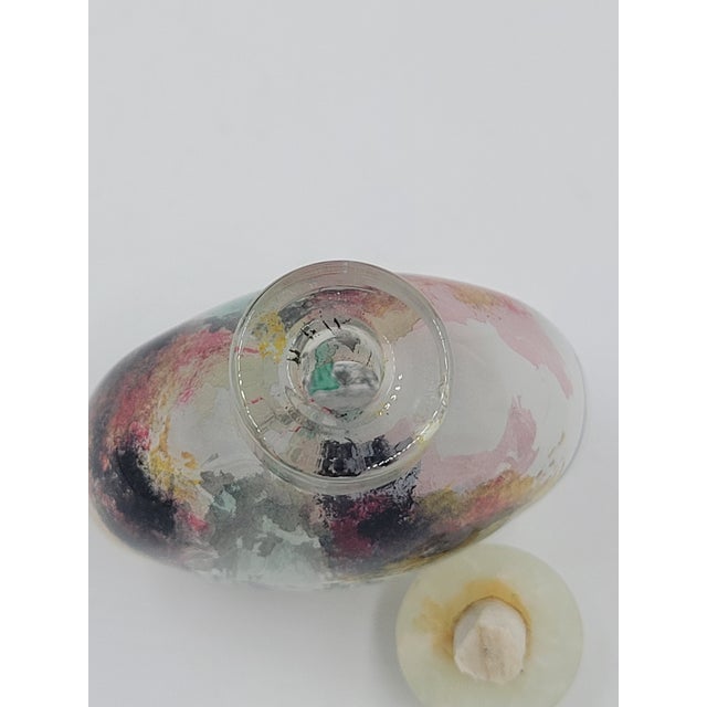 Transparent Vintage Chinese Inside-Painted Glass Snuff Bottle Autumn Mountain Traveler For Sale - Image 8 of 12