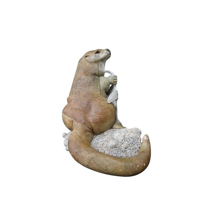 White Kevin Peters "Get Your Own Starfish" Brazilian Soapstone Sea Otter Sculpture For Sale - Image 8 of 13