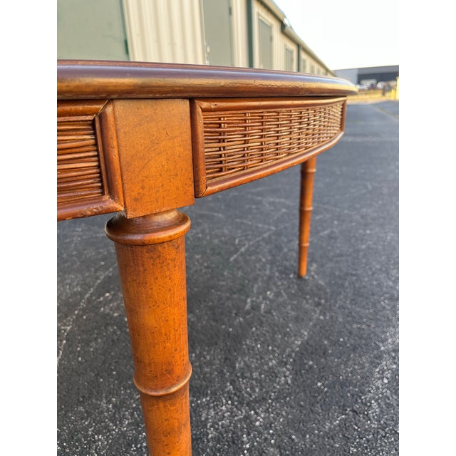 1970s American of Martinsville Faux Bamboo and Rattan Walnut Dining Table For Sale - Image 11 of 12
