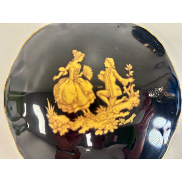 Ceramic Vintage Limoges Porcelain Black and Gold Trimmed Jewelry/Trinket Box For Sale - Image 7 of 10