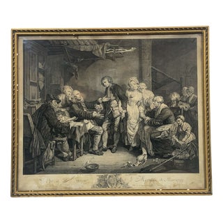 Greuze, The Village Bridal Woman, 1800s, Engraving on Paper For Sale