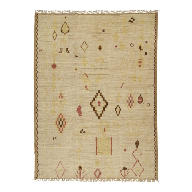 Rug & Kilim’s Modern Rug with Beige-brown Geometric Patterns - 8x10 For Sale