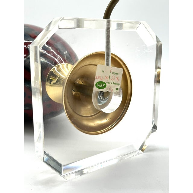 Mid-Century Enamelled Brass Table Lamp on Acrylic Base, Germany, 1950s For Sale - Image 12 of 14