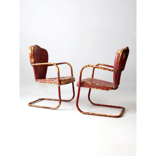 Mid Century Metal Bouncer Patio Lounge Chairs - A Pair For Sale - Image 12 of 13