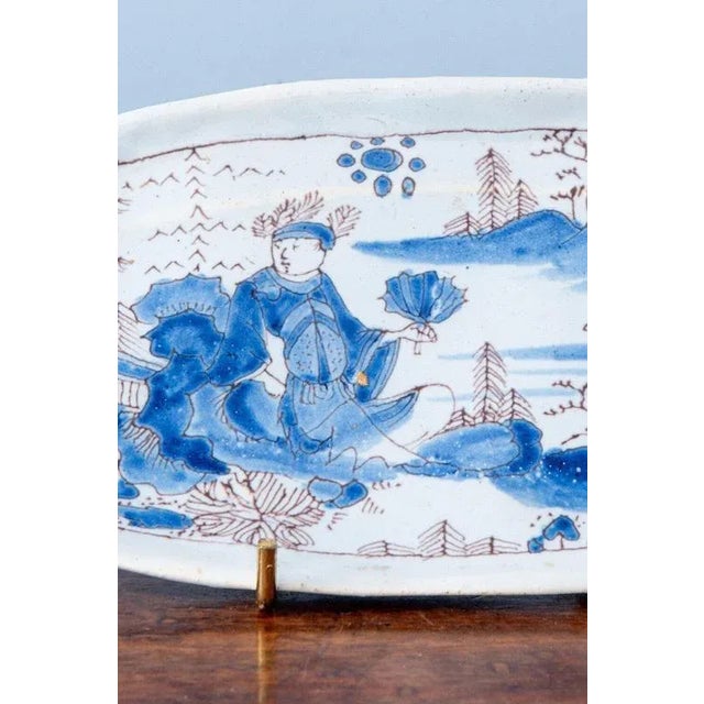 Blue and White Chinoiserie Tray from Nevers Faience For Sale - Image 5 of 10
