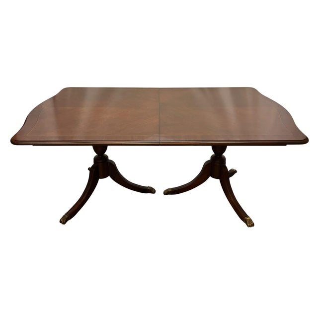 Vintage Chippendale Style Mahogany & Satinwood Inlay Dining Table For Sale - Image 10 of 10