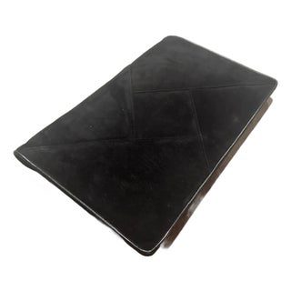 1980s Black Cut Velvet and Leather Italian Clutch For Sale