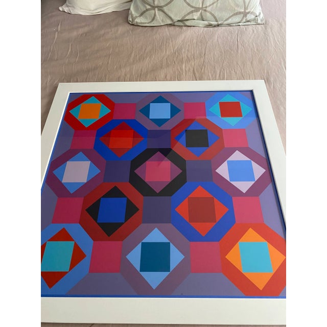 Original Victor Vasarely "Lahumiere" Op Art Screenprint, Framed For Sale In Denver - Image 6 of 13