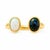 Modern Toi Et Moi Gemstone Ring: White Opal and Black Opal, Size 7.5 For Sale - Image 3 of 9
