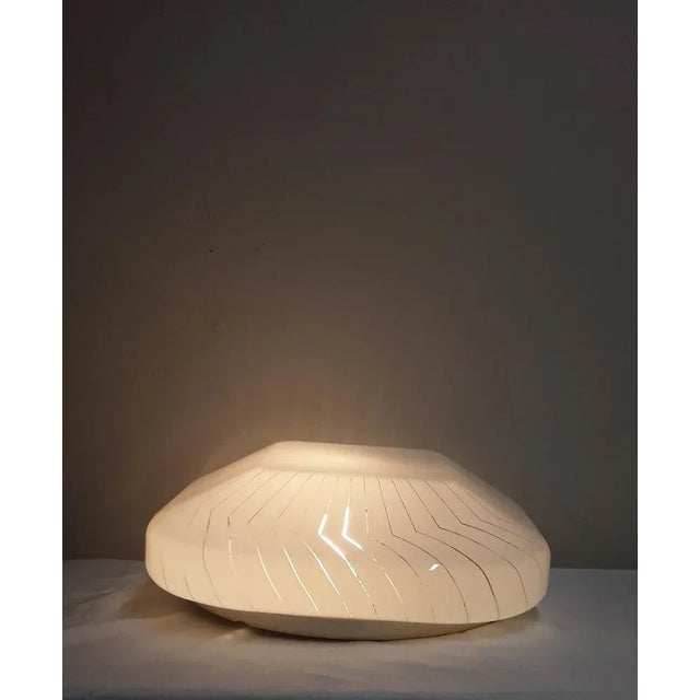 Vintage Ceiling Lamp with White Plastic Mounting and Plastic Screen, 1980s For Sale - Image 4 of 7