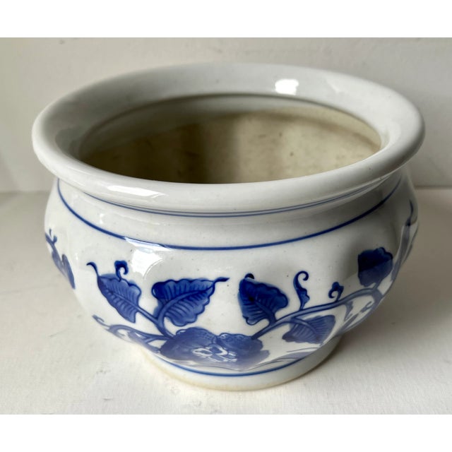 Chinoiserie Blue & White 8" Cachepot Planters-Set 2 For Sale - Image 4 of 10