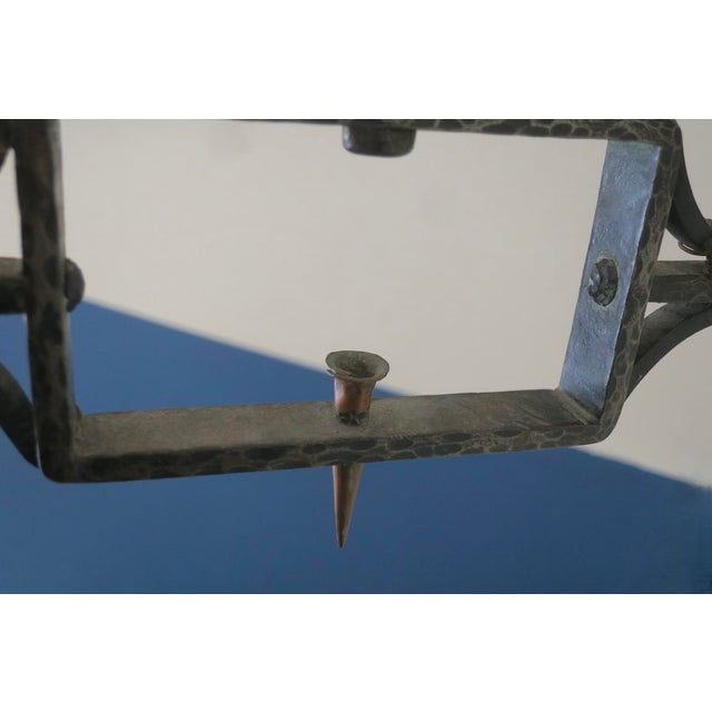 Brutalist Wrought Iron and Copper Chandelier, 1960s For Sale - Image 9 of 16