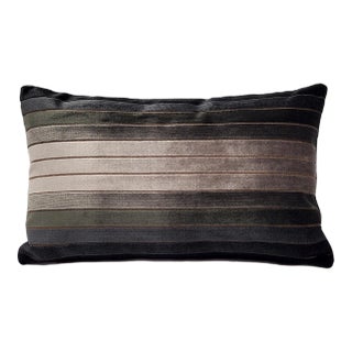 Carbon Stripes Textured Velvet Throw Pillow 12x19 For Sale
