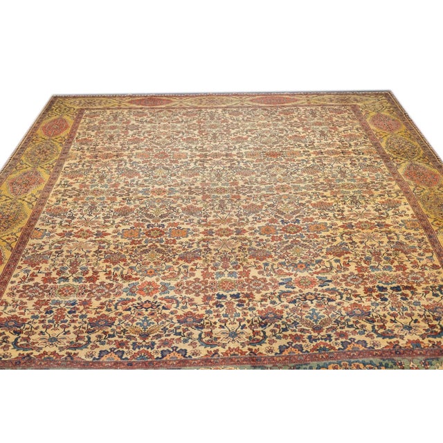 The scatter and room size pieces made in the Arak/Sultanabad area, between 1880 and 1910, with firm and leathery well-...