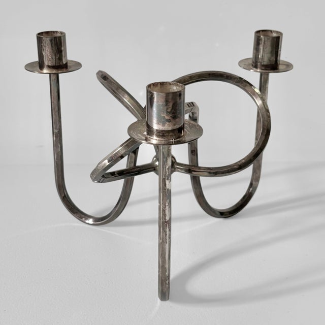 Modern Candlestick in Silver-Plated Brass by Josef Frank for Svenskt Tenn For Sale - Image 3 of 8