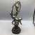 Wood Late 19th Century Victorian Cast Metal Sculpture of a Female Supporting a Swinging Child in a Floral Wreath on a Walnut Base For Sale - Image 7 of 13