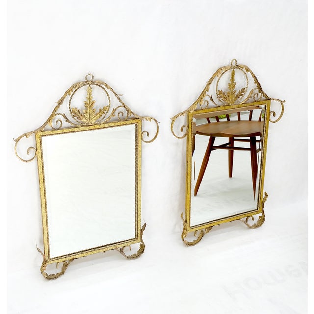 Metal Pair of Regency Style Gilt Metal Rectangle Wall Mirrors Mint! For Sale - Image 7 of 10