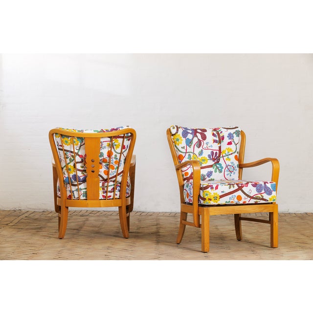 Vintage Danish Chairs with Elm Frames from Fritz Hansen, 1940s, Set of 2, in Restored conditions. Designed 1920 to 1949