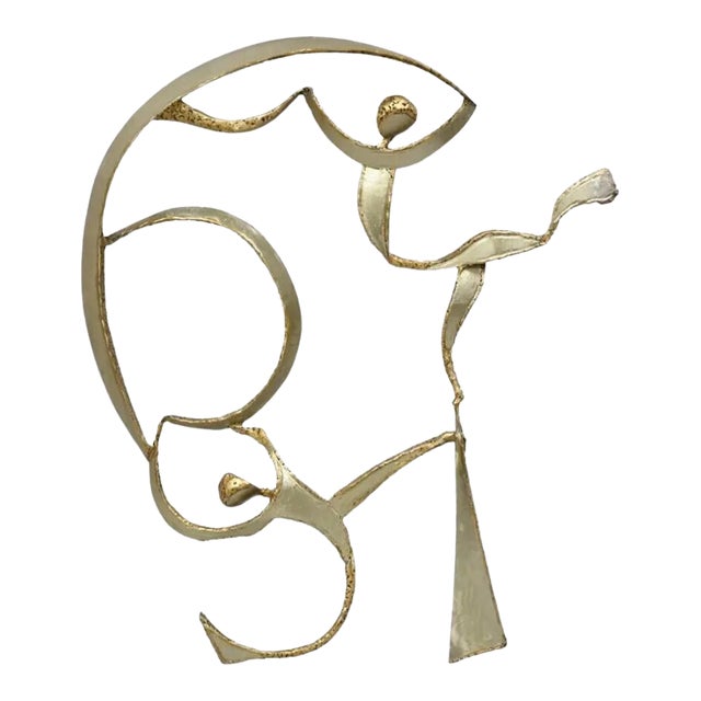 Colbert Collins 1980s Steel Metal Brutalist Ribbon Dancers Wall Art Sculpture For Sale