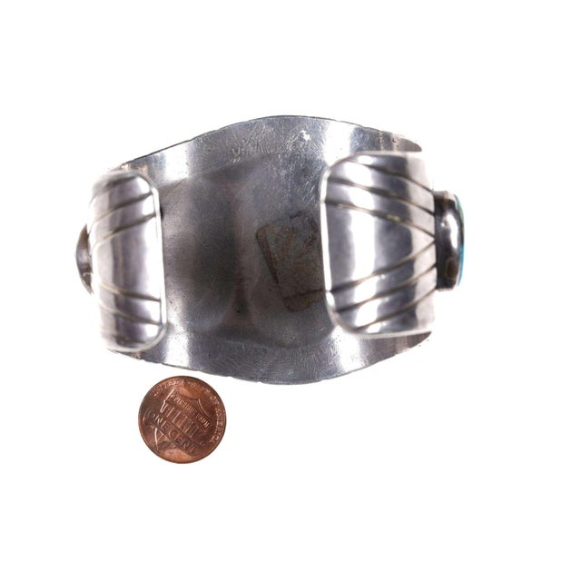 Vintage Native American Turquoise/sterling Cuff Bracelet o For Sale In Austin - Image 6 of 6