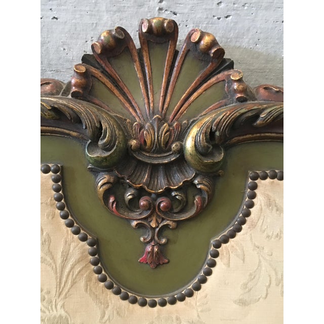 20th Century Italian Baroque Style Carved and Gilded Wood with Fabric Headboard For Sale - Image 4 of 6