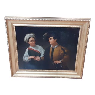 After Caravaggio, Figurative Scene, 1800s, Oil on Canvas, Framed For Sale