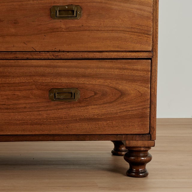 Antique Camphor Wood Campaign Chest With Pullout Desk For Sale - Image 11 of 18