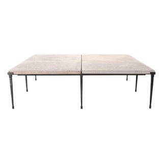 Holly Hunt Rue De Seine Limestone and Iron Cocktail Table 5 Ft For Sale