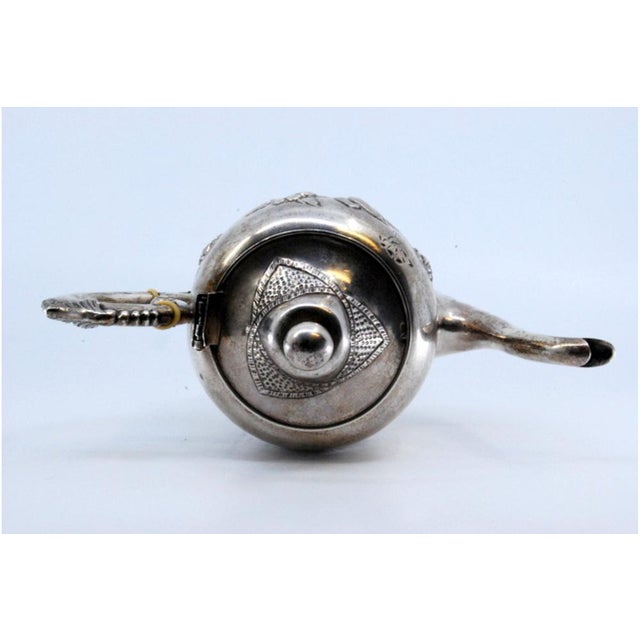Silver Kettle with Reliefs and Removable Lid For Sale - Image 5 of 11