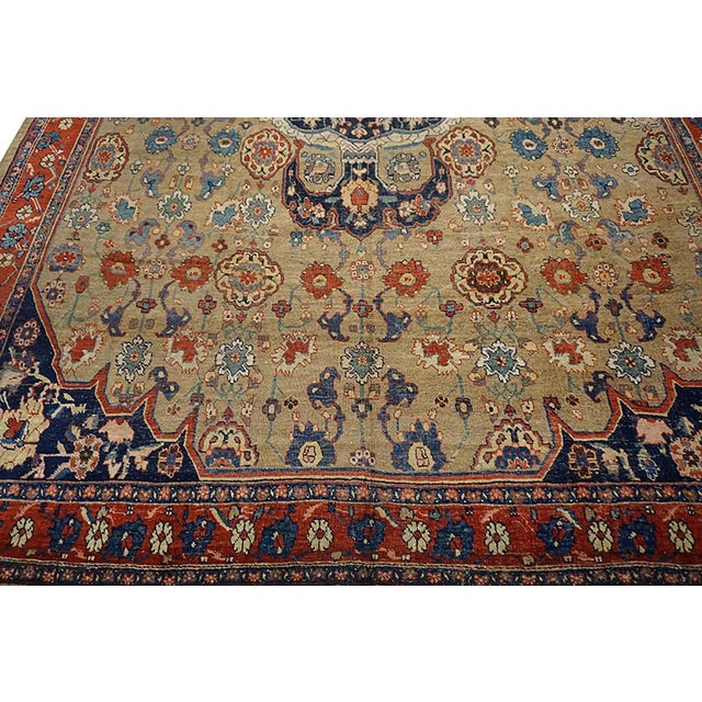 1870s Tan Camel Medallion Tribal Antique W. Persian Bijar Rug 8' 4" X 13' Handknotted Wool Carpet For Sale In New York - Image 6 of 9