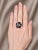 Art Deco 14K White Gold Estate Black & White Diamond Flower Floral Thru Ring For Sale - Image 3 of 3